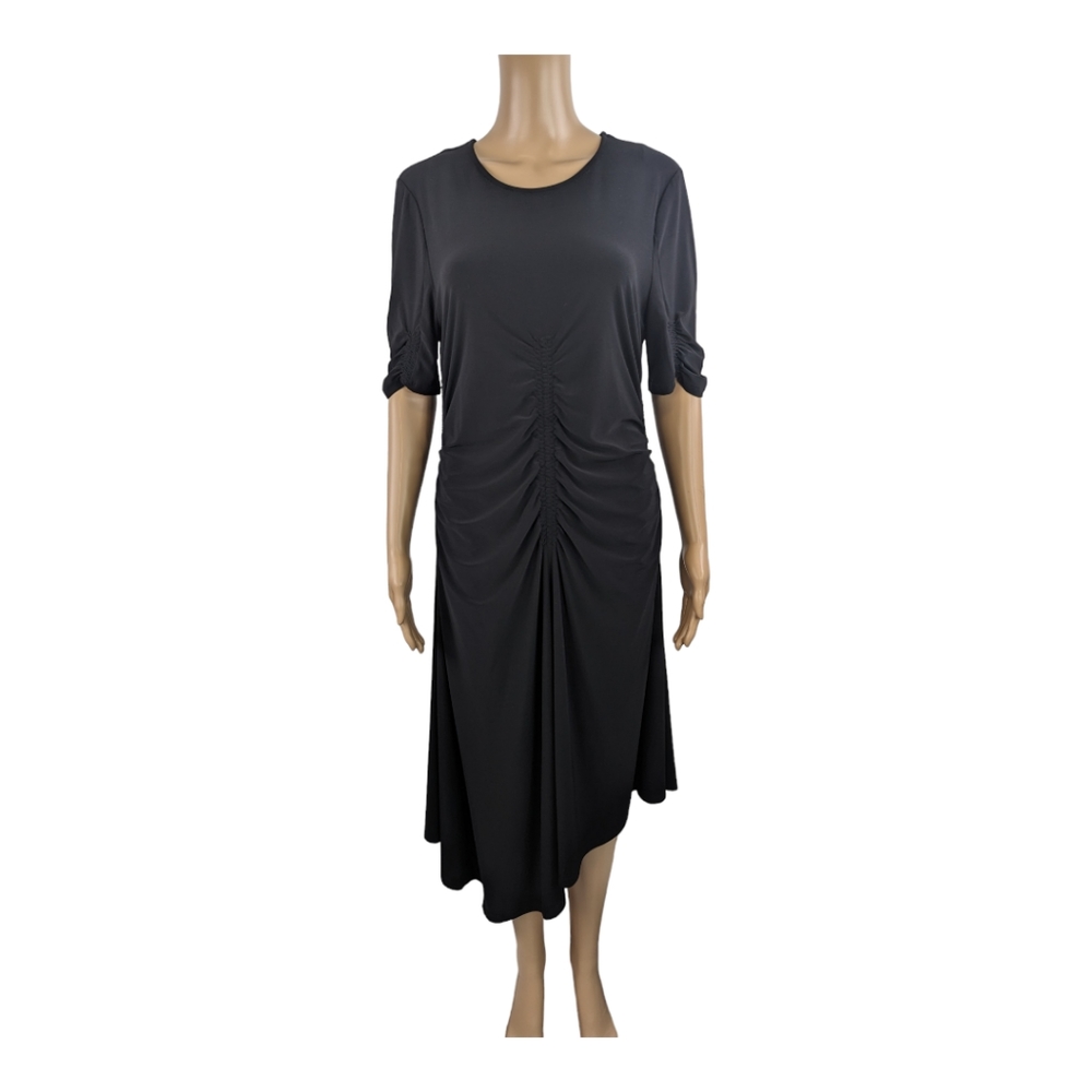 Topshop Ruched Asymmetrical Black Dress 12